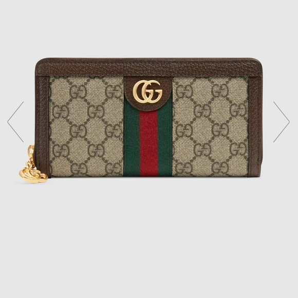 NIB Gucci Brown and Green Zip Around Wallet - Picture 1 of 4